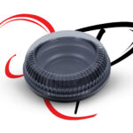 350 ml Round Containers – Black & Blue with Clear Lid (Rice Pudding)